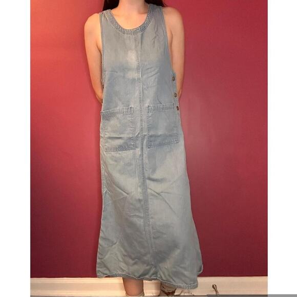 HSZ Studio Vintage 90's Light Washed Denim Maxi Dress - Picture 1 of 6